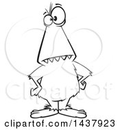 Clipart Of A Cartoon Black And White Lineart Yeti Royalty Free Vector Illustration by toonaday