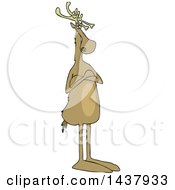 Clipart Of A Cartoon Christmas Reindeer Standing Upright With Folded Arms Royalty Free Vector Illustration