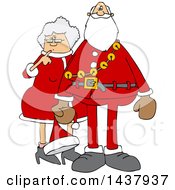 Poster, Art Print Of Cartoon Christmas Santa Claus With The Mrs