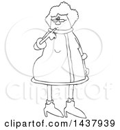 Poster, Art Print Of Cartoon Black And White Lineart Christmas Mrs Claus