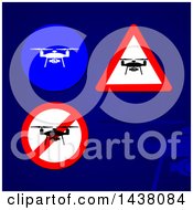 Poster, Art Print Of Drone Signs And Icons Over A Blue Background
