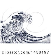 Vintage Engraved Japanese Styled Ocean Wave