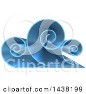 Poster, Art Print Of 3d Blue Swirly Cloud Or Ocean Wave Logo
