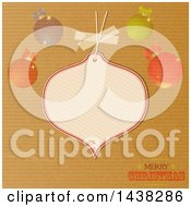 Clipart Of A Merry Christmas Greeting On Brown Paper With A Taped Tag Label And Bauble Ornaments Royalty Free Vector Illustration