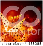 Poster, Art Print Of New Year 2017 Design With 3d Stars And Flares