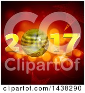 Poster, Art Print Of New Year 2017 Design With A 3d Disco Ball Flares And Stars