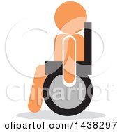 Clipart Of A Silhouette Of An Orange Handicap Man In A Wheelchair Royalty Free Vector Illustration