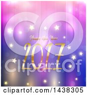 Poster, Art Print Of Happy New Year 2017 Greeting Over Purple And Blue With Bokeh And Stars