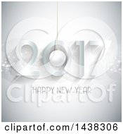 Clipart Of A Happy New Year 2017 Greeting Over Gray With Flares And Sparkles Royalty Free Vector Illustration
