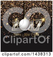 Clipart Of A Happy New Year 2017 Greeting With Confetti On Black Royalty Free Vector Illustration