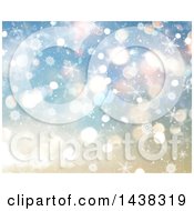 Clipart Of A Gradient Christmas Or Winter Background Of Snowflakes And Bokeh Flares Royalty Free Illustration