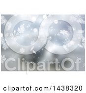 Poster, Art Print Of Christmas Or Winter Background Of Snowflakes And Bokeh Flares