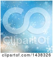 Poster, Art Print Of Blue Christmas Background With Flares And Snowflakes