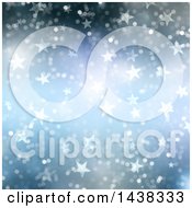 Poster, Art Print Of Blue Christmas Background Of Bokeh Flares And Stars