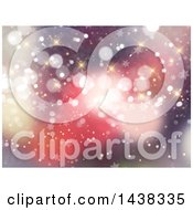 Poster, Art Print Of Red Christmas Background Of Bokeh Flares Sparkles And Stars