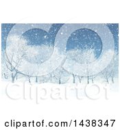 Poster, Art Print Of 3d Winter Or Christmas Background Of A Snowy Landscape With Trees