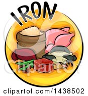 Yellow Icon With Iron Text And Food
