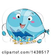 Happy Balloon Mascot Rubbing Against Paper To Show Static Electricity