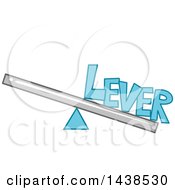 Clipart Of The Word Lever Sitting On A Plank Balanced By A Fulcrum Royalty Free Vector Illustration