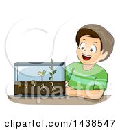 Poster, Art Print Of Happy Brunette White Boy With A Germination Experiment