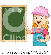 Clipart Of A Happy Red Haired White Girl Writing Down A Plant List Royalty Free Vector Illustration
