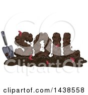 Hand Trowel And The Word Soil With Worms