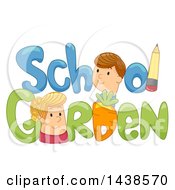 Poster, Art Print Of The Words School Garden Decorated With A Pencil And A Carrot