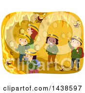 Poster, Art Print Of Group Of Children Inside A Bee Hive