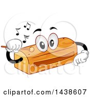 Poster, Art Print Of Wood Block Instrument Mascot Tapping Itself With A Wooden Stick To Produce Sounds