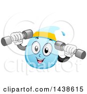 Poster, Art Print Of Water Drop Mascot Working Out With Dumbbell Weights