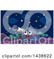 Clipart Of A Tent Character Looking At The Stars Through A Telescope Royalty Free Vector Illustration