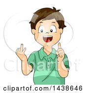 Poster, Art Print Of Happy Brunette White Boy Counting With His Fingers