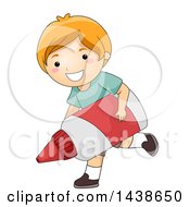 Poster, Art Print Of Happy Red Haired White Boy Running With A Giant Glue Bottle