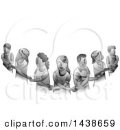 Poster, Art Print Of Human Chain Of Grayscale People Holding Hands