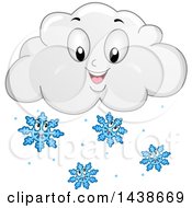 Poster, Art Print Of Happy Winter Cloud Mascot With Snowflakes