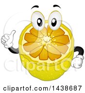 Poster, Art Print Of Sliced Lemon Mascot Holding A Thumb Up