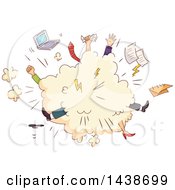 Poster, Art Print Of Comic Cloud Of Sketched Office Workers Fighting
