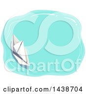 Clipart Of A Floating Paper Boat Frame Royalty Free Vector Illustration