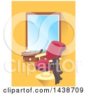 Poster, Art Print Of Barber Shop Chair By A Mirror And Counter