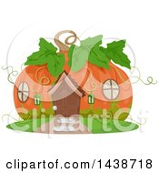 Clipart Of A Cute Pumpkin Cottage Royalty Free Vector Illustration