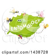 The Word Entomology Written On A Leaf Surrounded By Insects