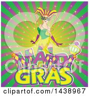 Poster, Art Print Of Mardi Gras Jester Woman Over Text On A Burst