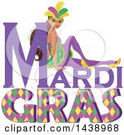Poster, Art Print Of Mardi Gras Woman Wearing A Mask Over Text