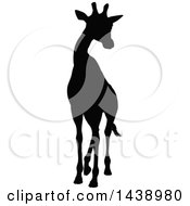 Clipart Of A Black Silhouetted Giraffe Royalty Free Vector Illustration by AtStockIllustration