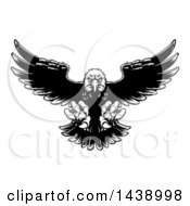 Poster, Art Print Of Black And White Swooping Bald Eagle With Talons Extended