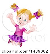 Poster, Art Print Of Happy Blond White Girl Jumping