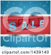 Poster, Art Print Of 3d Sale Blocks In A Red And Silver Frame Over Blue With Snowflakes