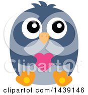 Clipart Of A Penguin Holding A Valentine Heart Royalty Free Vector Illustration