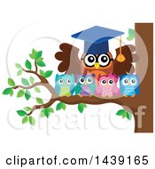 Poster, Art Print Of Professor Owl And Students On A Tree Branch