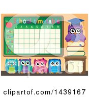 Poster, Art Print Of Professor Owl And Students By A School Timetable